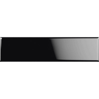 Happy Floors Esenzia 3" x 12" Pressed Glossy Ceramic Brick Wall Tile, Black, 3" x 12"