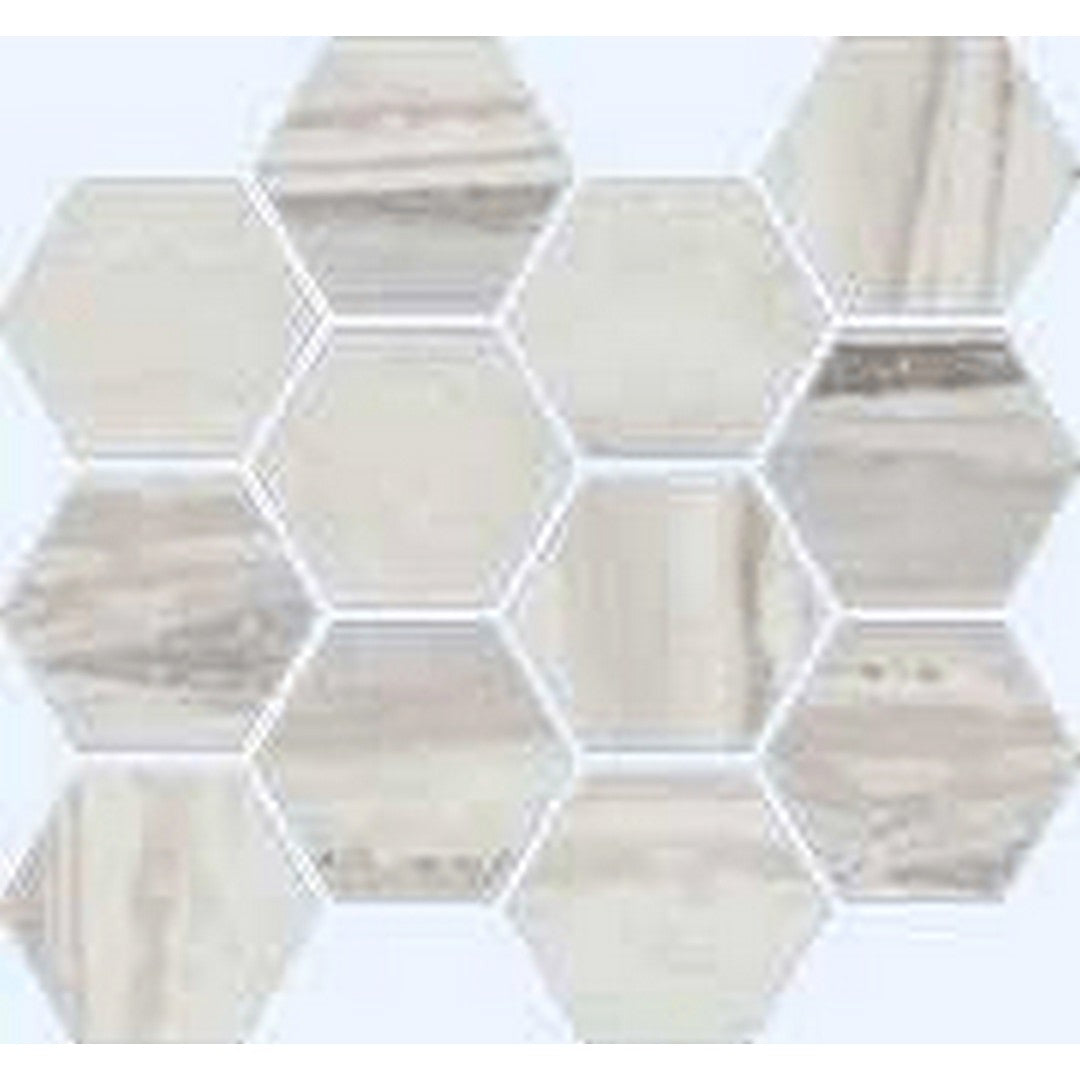 Happy Floors Exotic Stone 12" x 14" Natural Porcelain Hexagon Mosaic, Arctic Natural, 12" x 14"