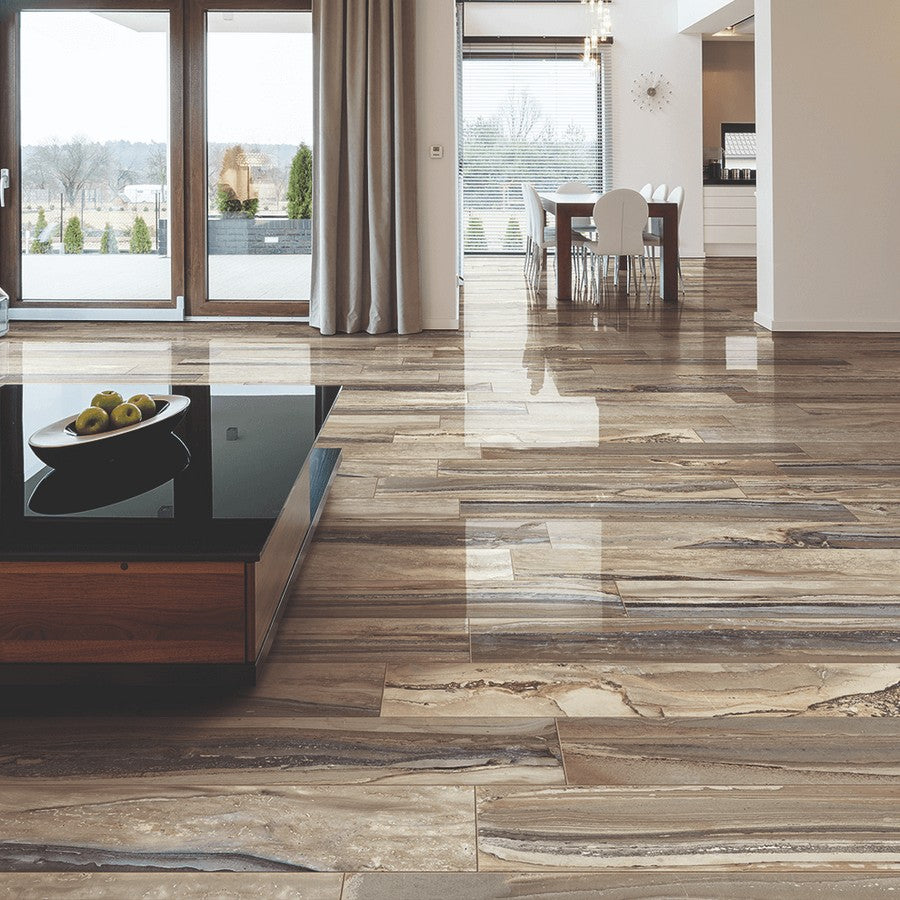 Happy Floors Exotic Stone 12" x 24" Rectified Polished Porcelain Tile