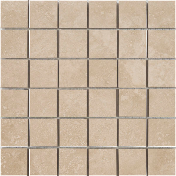 Happy Floors Cipriani 12" x 12" Pressed Natural Porcelain 2" Mosaic, Almond, 12" x 12"