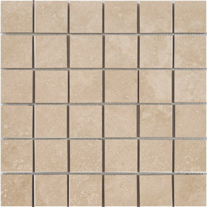 Happy Floors Cipriani 12" x 12" Pressed Natural Porcelain 2" Mosaic, Almond, 12" x 12"