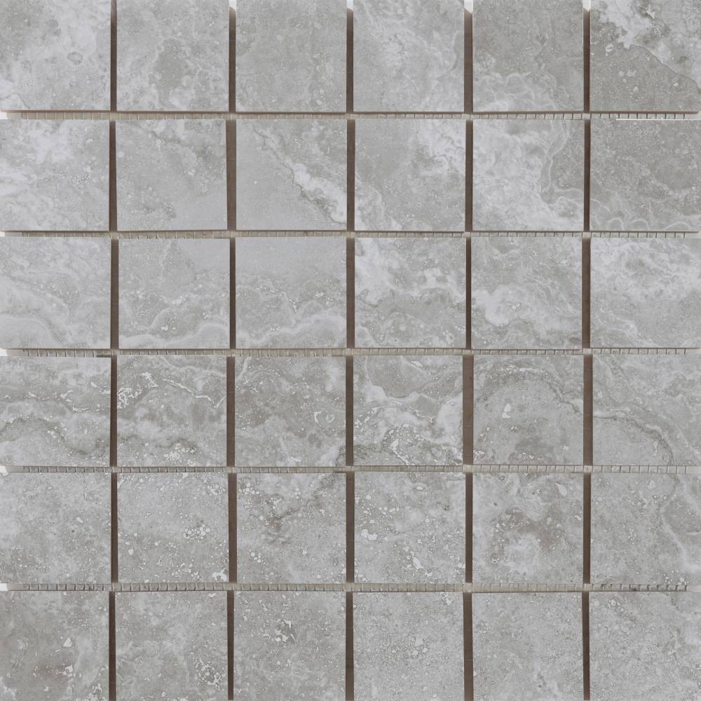 Happy Floors Cipriani 12" x 12" Pressed Natural Porcelain 2" Mosaic, Grey, 12" x 12"