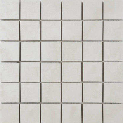 Happy Floors Cipriani 12" x 12" Pressed Natural Porcelain 2" Mosaic, White, 12" x 12"
