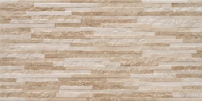 Happy Floors Cipriani 12" x 24" Pressed Natural Porcelain Deco Tile, Almond | Noce, 12" x 24"