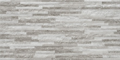 Happy Floors Cipriani 12" x 24" Pressed Natural Porcelain Deco Tile, White | Grey, 12" x 24"