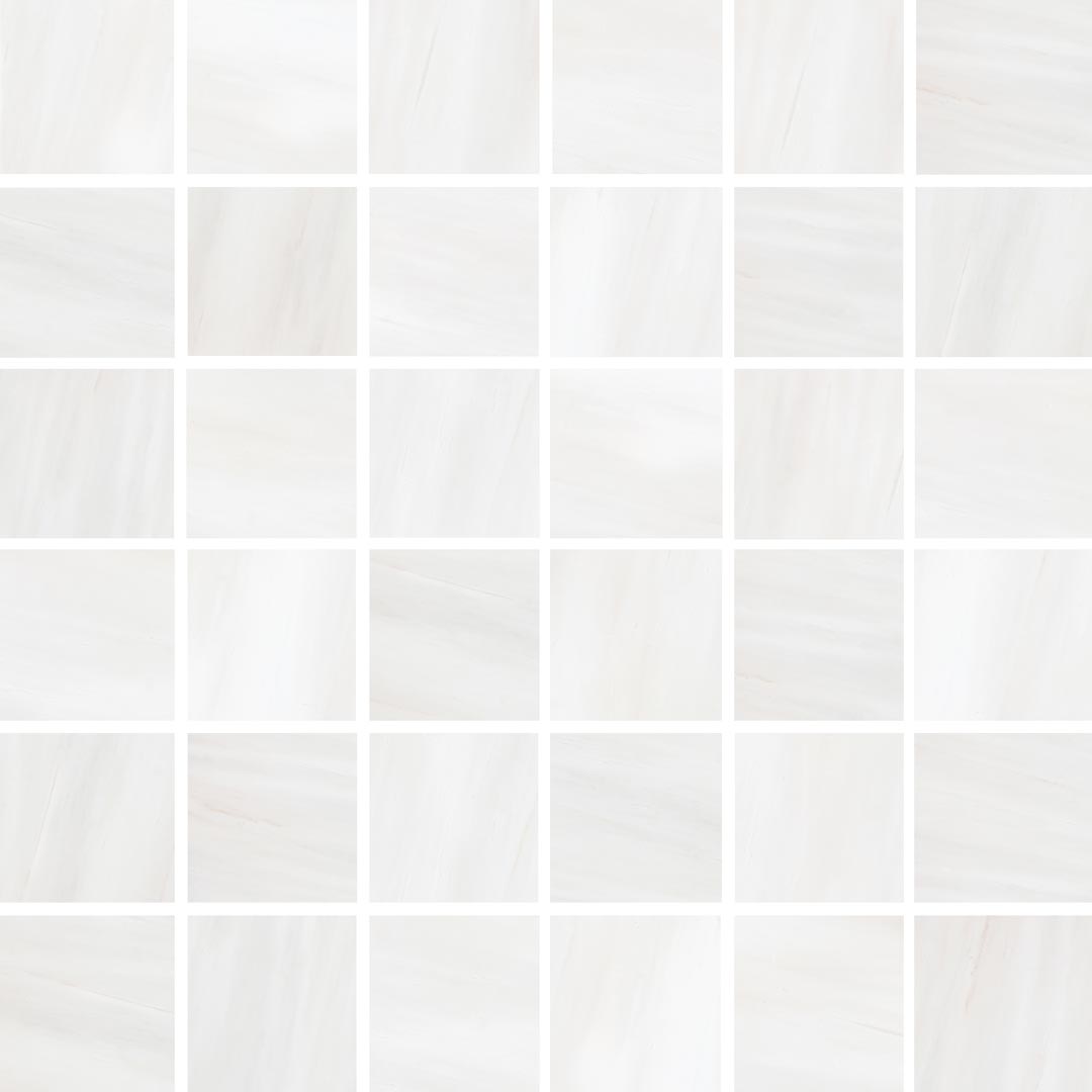 Happy Floors Dolomite 12" x 12" Natural Porcelain 2" Mosaic, White, 12" x 12"