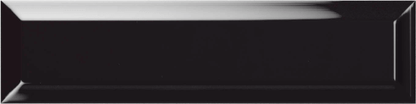 Happy Floors Esenzia 3" x 12" Beveled Glossy Ceramic Brick Wall Tile, Black, 3" x 12"