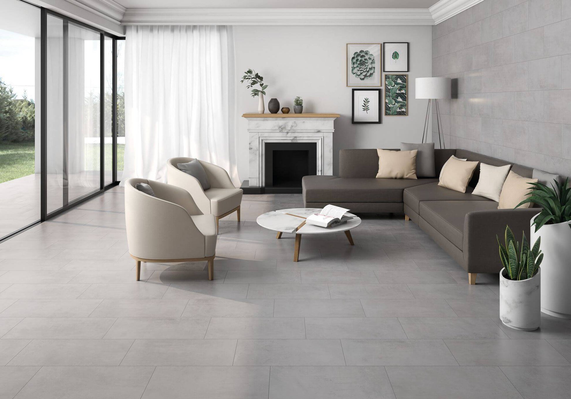 Happy Floors Iron 12" x 24" Rectified Natural Porcelain Tile, Taupe, 12" x 24"