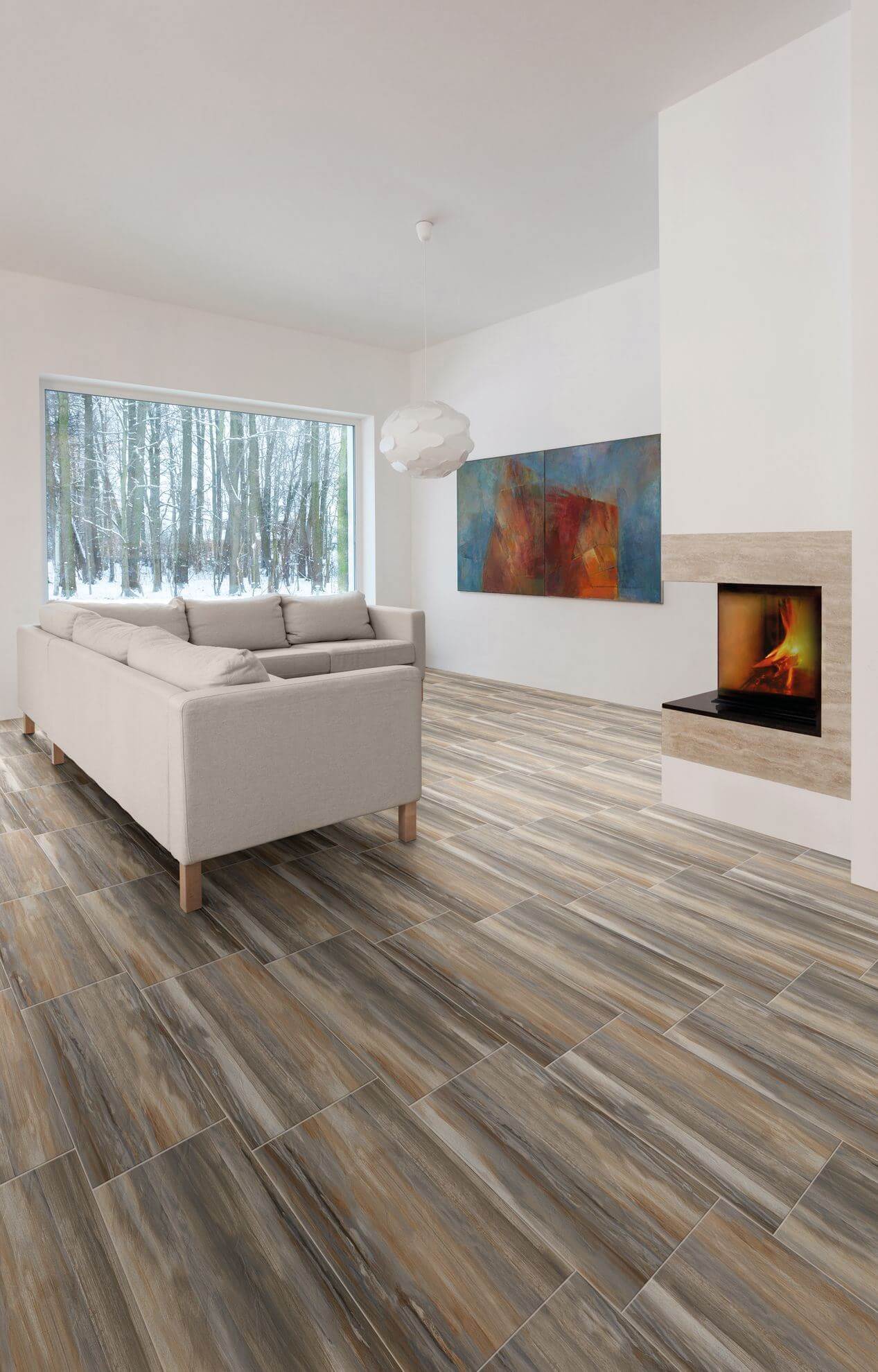 Happy Floors Paint Stone 3" x 12" Pressed Natural Porcelain Bullnose, Forest, 3" x 12"
