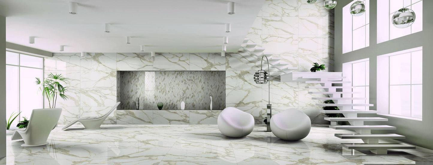 Happy Floors Stratus 12.5" x 13.5" Interlocking Natural Porcelain Rhomboid Mosaic, Grigio, 12.5" x 13.5"