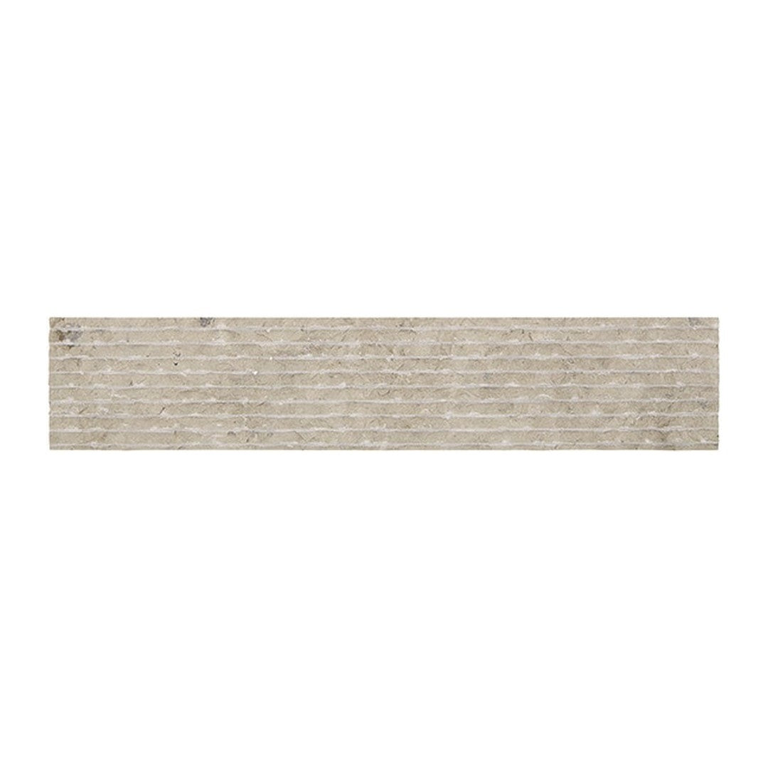 Daltile Natural Stone Limestone 4" x 20" Scraped Raked Mosaic, Volcanic Gray, 4" x 20"