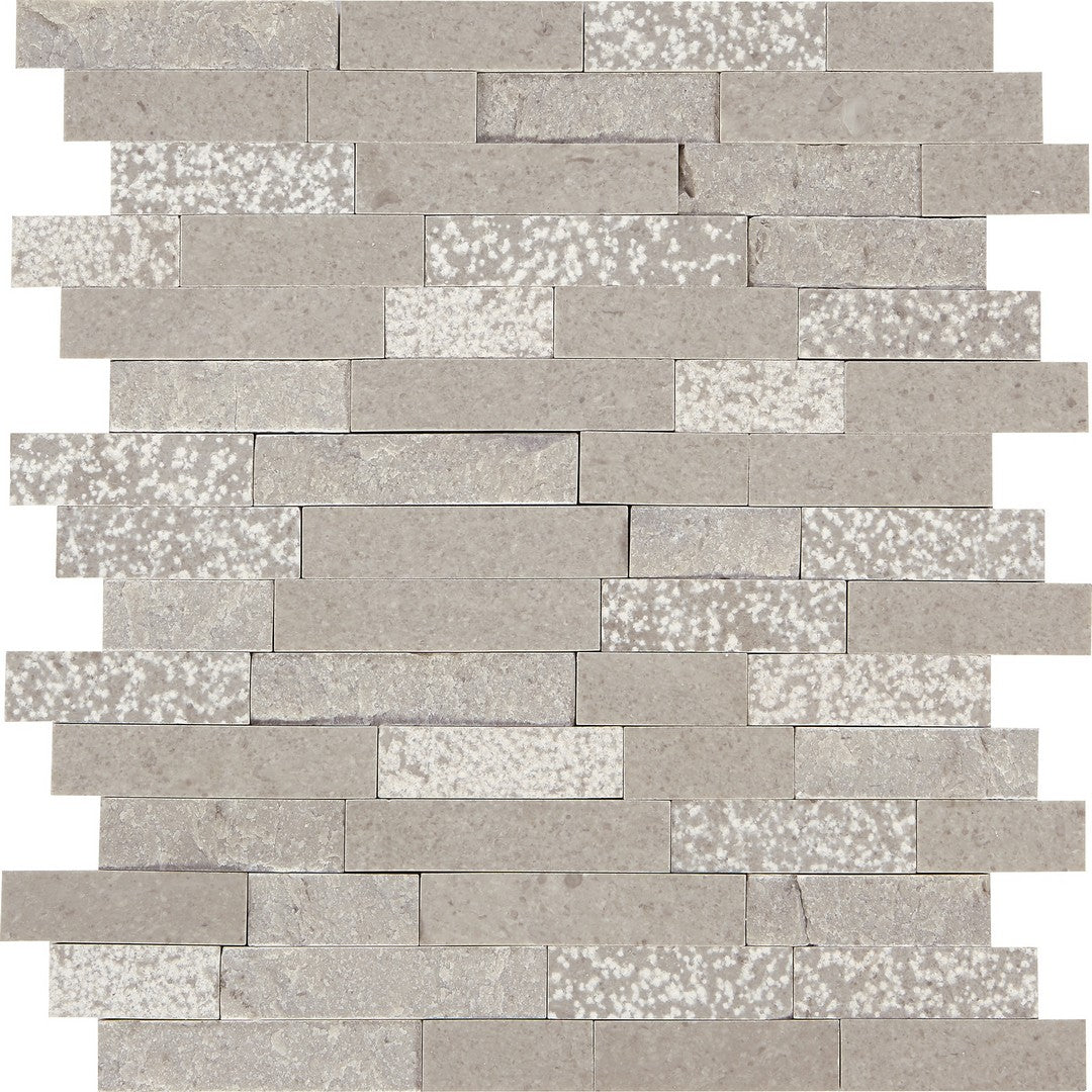 Marazzi Presario 12" x 12" Random Linear Natural Stone Mosaic, Lumen White, 12.12" x 11.87"