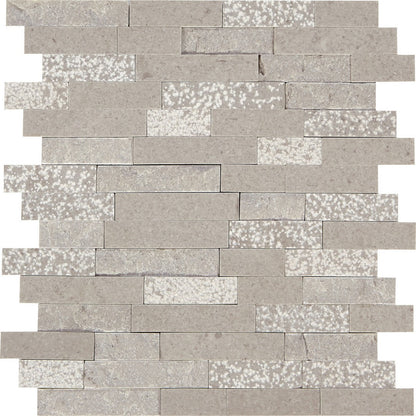 Marazzi Presario 12" x 12" Random Linear Natural Stone Mosaic, Lumen White, 12.12" x 11.87"