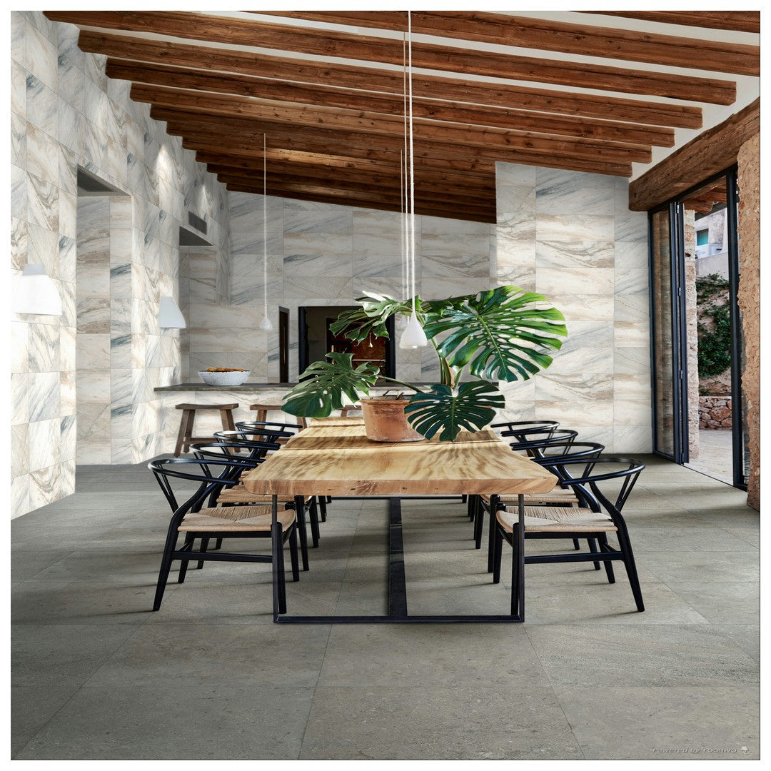 Marazzi Presario 12" x 24" Honed Natural Stone Tile, Lumen White, 12" x 24"