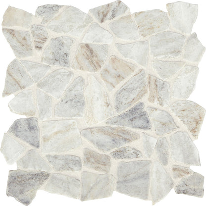 Marazzi Presario 12" x 12" Tumbled River Pebble Natural Stone Mosaic, Lumen White, 12" x 12"