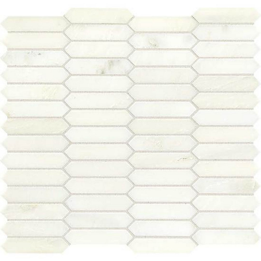 American Olean Candora 12" x 12" Polished Liner Hex Natural Stone Mosaic, Vestal White, 12" x 12"