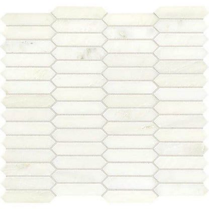 American Olean Candora 12" x 12" Polished Liner Hex Natural Stone Mosaic, Vestal White, 12" x 12"