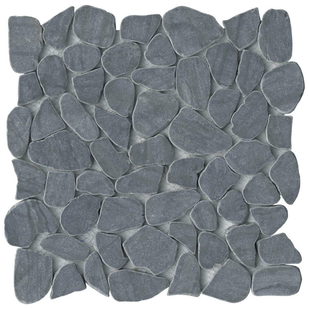 Emser Cultura 12" x 12" Natural Stone Marble Pebble Mosaic, Black, 11.81" x 11.81"