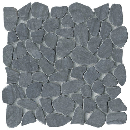 Emser Cultura 12" x 12" Natural Stone Marble Pebble Mosaic, Black, 11.81" x 11.81"