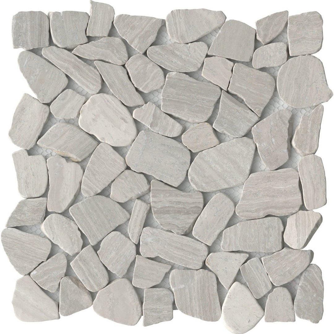 Emser Cultura 12" x 12" Natural Stone Limestone Pebble Mosaic, Cream, 11.81" x 11.81"