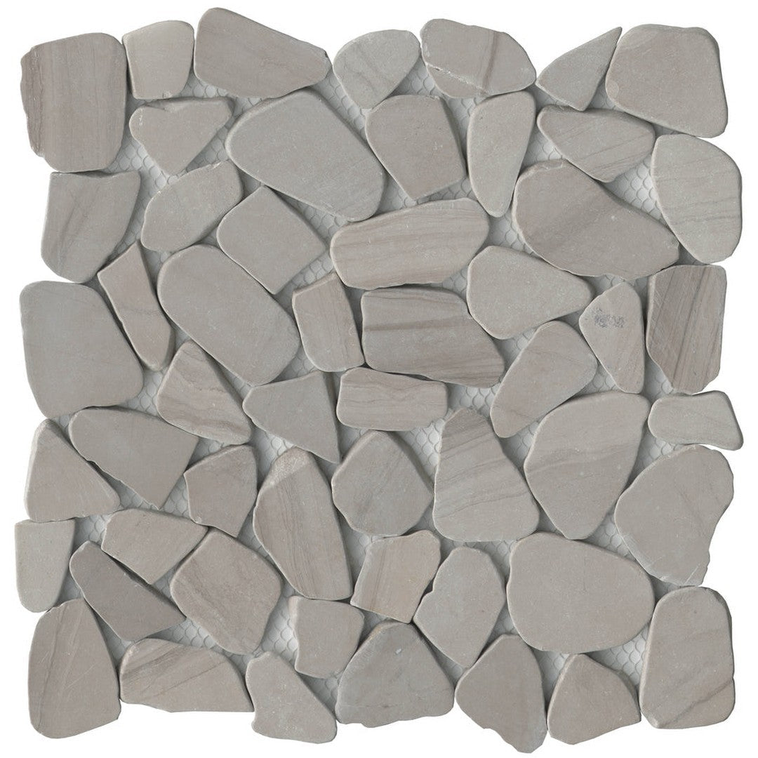 Emser Cultura 12" x 12" Natural Stone Marble Pebble Mosaic, Taupe, 11.81" x 11.81"