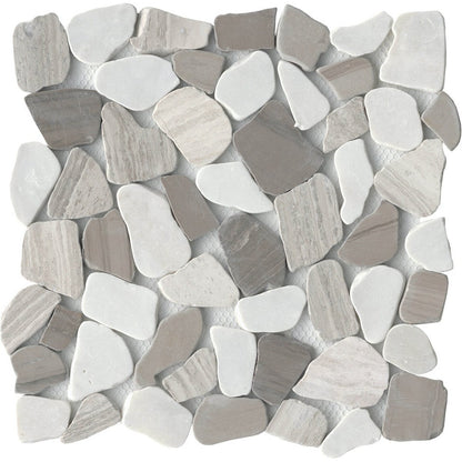 Emser Cultura 12" x 12" Natural Stone Pebbles Blend Mosaic, Winter, 11.81" x 11.81"