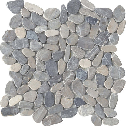 Emser Opuscar 12" x 12" Honed Pebbles Natural Stone Mosaic, Dark, 11.81" x 11.81"