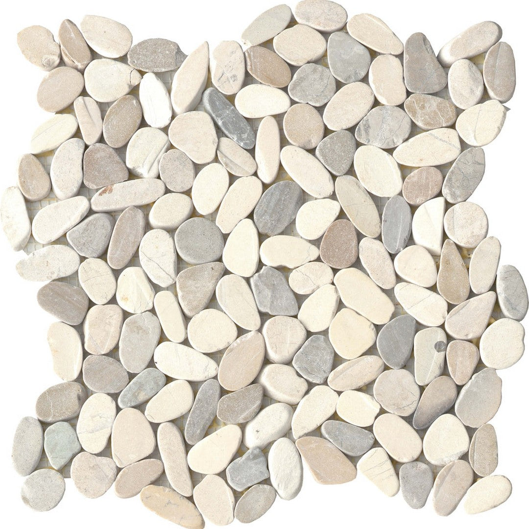 Emser Opuscar 12" x 12" Honed Pebbles Natural Stone Mosaic, Light, 11.81" x 11.81"
