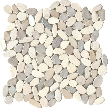 Emser Opuscar 12" x 12" Honed Pebbles Natural Stone Mosaic, Light, 11.81" x 11.81"