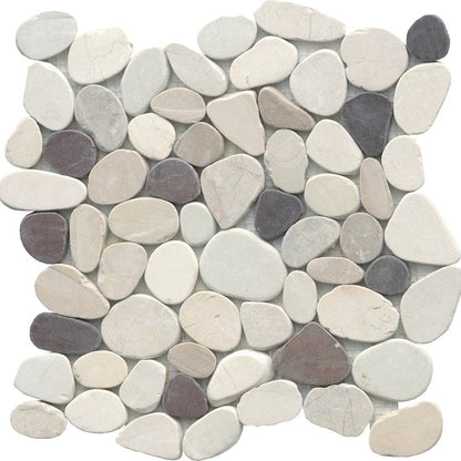Emser Venetian 12" x 12" Flat Pebbles Blend Natural Stone Mosaic, Gelato Blend, 11.81" x 11.81"