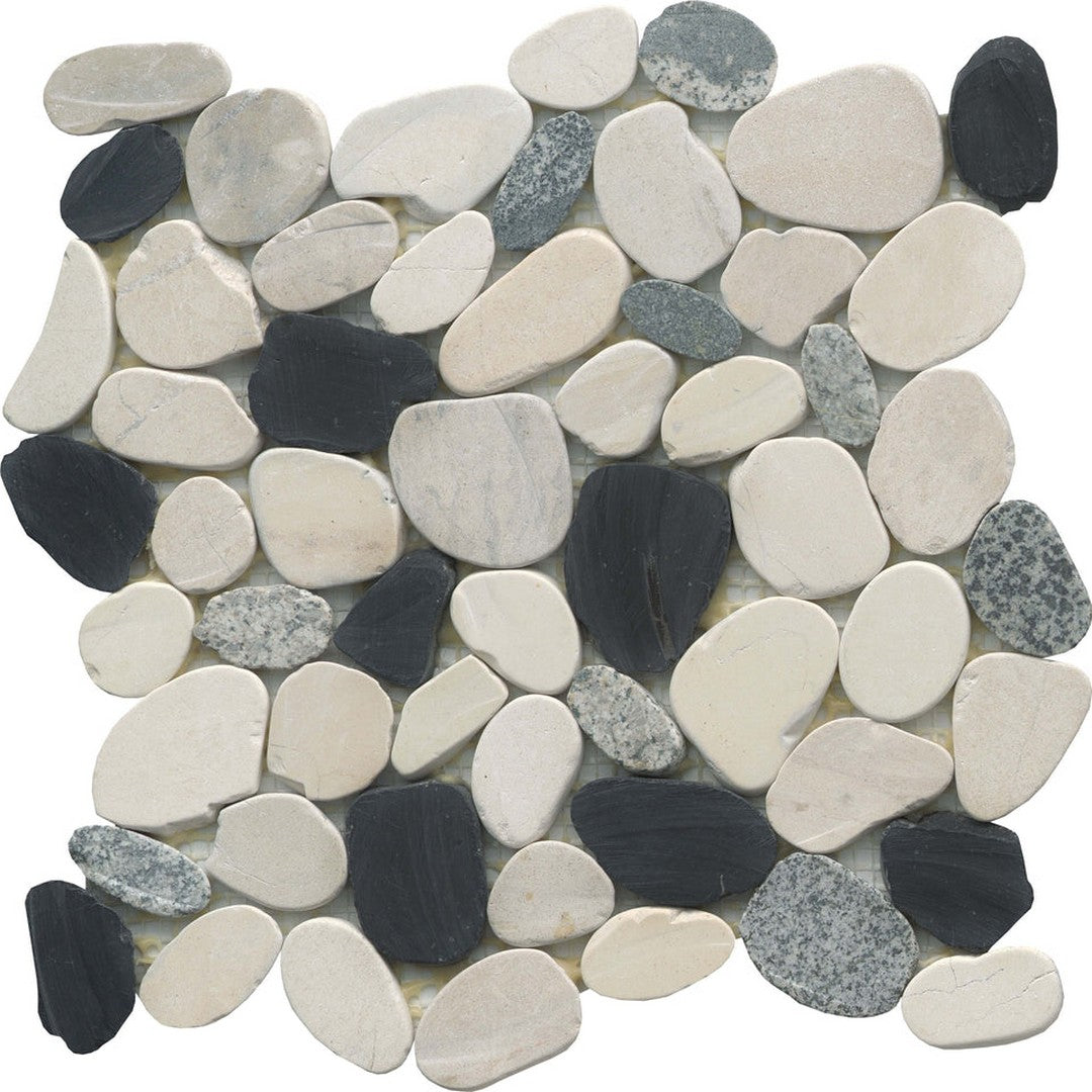 Emser Venetian 12" x 12" Flat Pebbles Blend Natural Stone Mosaic, Italia Blend, 11.81" x 11.81"