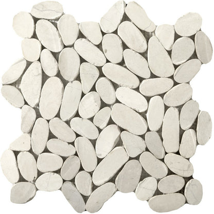 Emser Venetian 12" x 12" Flat Pebbles Natural Stone Mosaic, Ivory, 11.81" x 11.81"