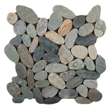 Emser Venetian 12" x 12" Flat Pebbles Natural Stone Mosaic, Multicolor, 11.81" x 11.81"
