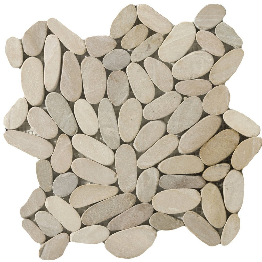 Emser Venetian 12" x 12" Flat Pebbles Natural Stone Mosaic, Tan, 11.81" x 11.81"