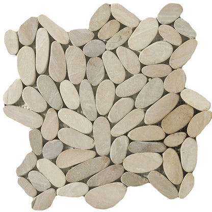 Emser Venetian 12" x 12" Flat Pebbles Natural Stone Mosaic, Tan, 11.81" x 11.81"