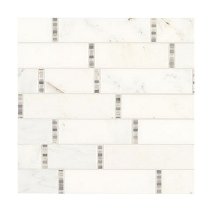 Daltile Natural Stone Marble 11" x 18" Polished Random Linear Mosaic, First Snow Elegance, 11" x 18"