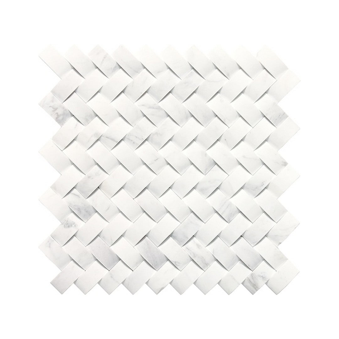 Daltile Stone a la Mod 12" x 12" Honed Natural Stone 1.5x0.75" Basketweave Mosaic, Contempo White, 12" x 12"