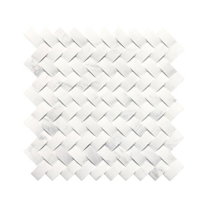 Daltile Stone a la Mod 12" x 12" Honed Natural Stone 1.5x0.75" Basketweave Mosaic, Contempo White, 12" x 12"