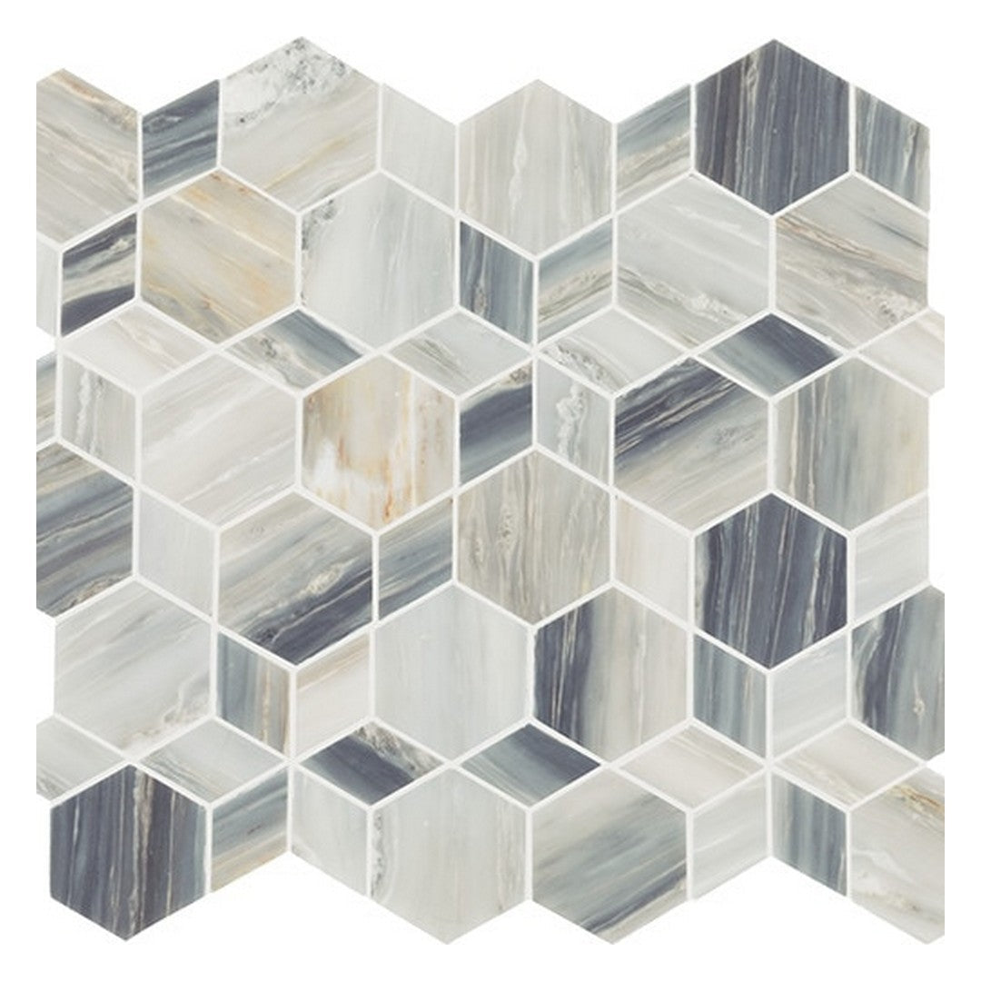 Daltile Gamma 14" x 16" Honed Natural Stone Hypnotic XL Mosaic, Azure, 14" x 16"