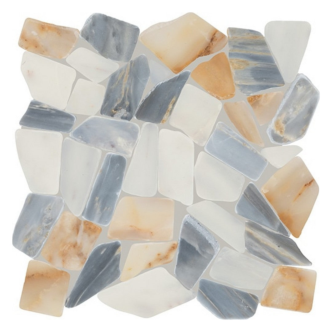 Daltile Gamma 13" x 13" Honed Natural Stone Pebble Mosaic, Azure, 13" x 13"