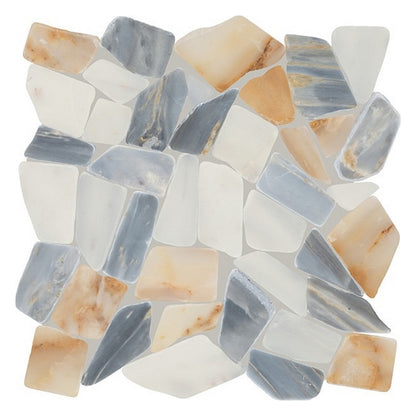 Daltile Gamma 13" x 13" Honed Natural Stone Pebble Mosaic, Azure, 13" x 13"