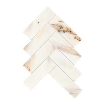 Daltile Gamma 10" x 15" Polished Natural Stone 2x6" Herringbone Mosaic, Bella, 10" x 15"
