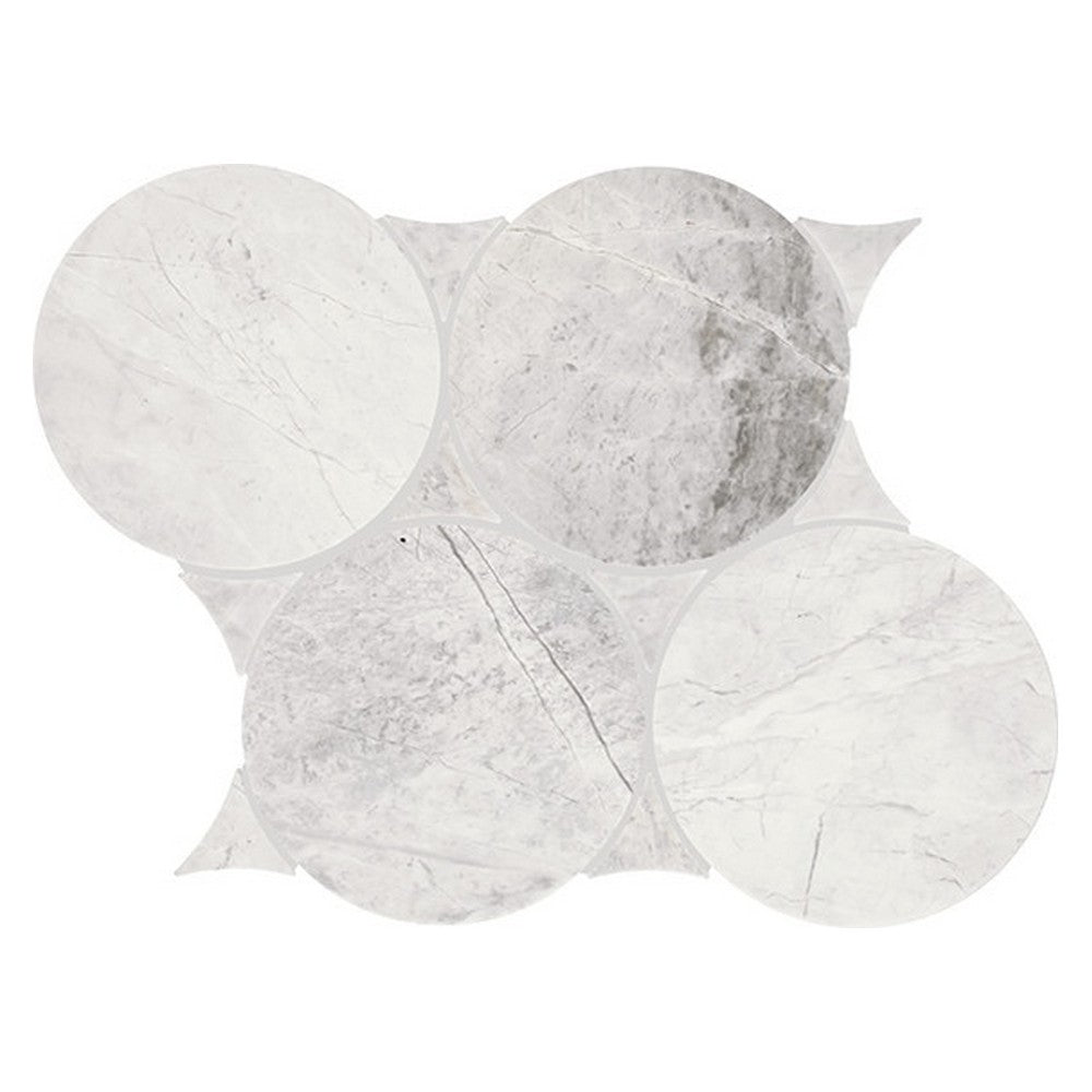 Daltile Eclessia Marble 10" X 12" Polished Natural stone 6" Circle Mosaic, Cristallo, 10.16" x 11.73"
