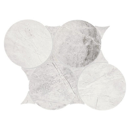 Daltile Eclessia Marble 10" X 12" Polished Natural stone 6" Circle Mosaic, Cristallo, 10.16" x 11.73"