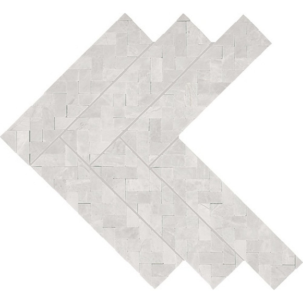 Daltile Eclessia Marble 14" x 15" Polished Natural stone Double Herringbone Mosaic, Cristallo, 13.66" x 14.88"