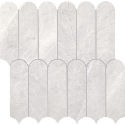 Daltile Eclessia Marble 12" x 13" Polished Natural stone Elongated Fan Mosaic, Cristallo, 12 44" x 12.72"