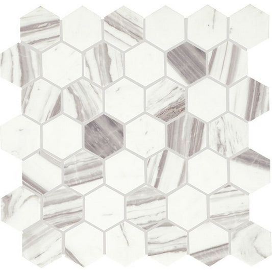 Daltile-Eclessia-Marble-12-x-13-Polished-Natural-stone-2-Hexagon-Mosaic-Volakas