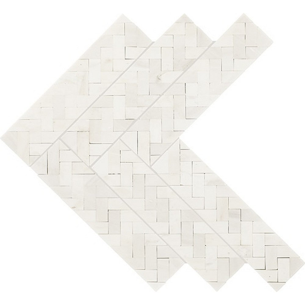 Daltile Eclessia Marble 13" x 14" Polished Natural stone Double Herringbone Mosaic, Pacifica, 13.43" x 13.66