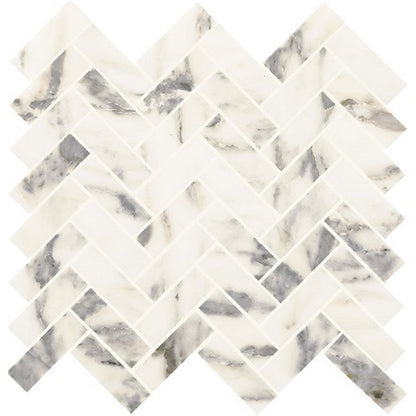 Daltile-Eclessia-Marble-13-x-14-Polished-Natural-stone-1x3-Herringbone-Mosaic-Arabescato-Argento
