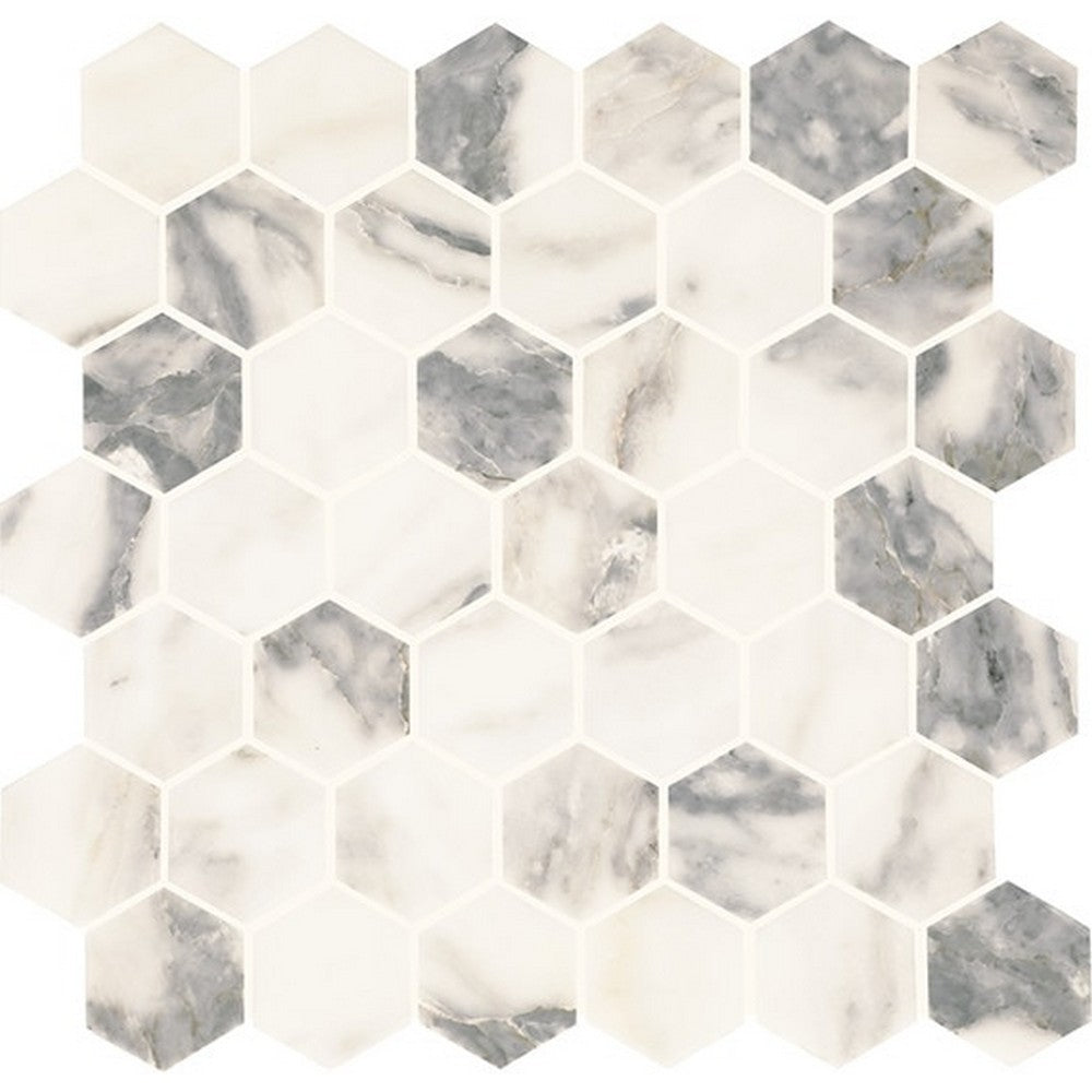 Daltile-Eclessia-Marble-12-x-13-Polished-Natural-stone-2-Hexagon-Mosaic-Arabescato-Argento
